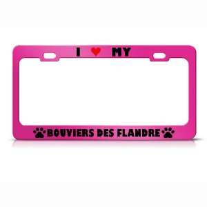 Bouviers Des Flandre Paw Love Heart Pet Dog Metal License Plate Frame 