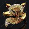 Huge Fox Animal brown Swarovski Crystal fashion jewelry gold Bracelet 