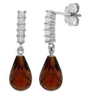    14k White Gold Diamond Dangle Earrings with Garnets Jewelry