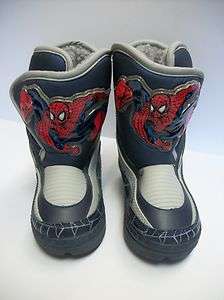 70J NEW Toddler Boys SPIDERMAN Blue Winter Snow Boots 6 NWT  
