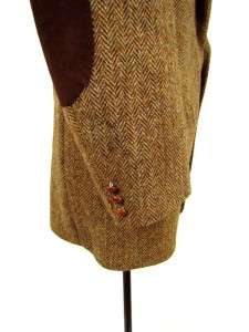 vintage mens brown herringbone HARRIS TWEED jacket blazer sport coat 
