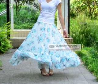 NEW Full Circle Floral Chiffon Skirt Long Skirt XS~3XL  