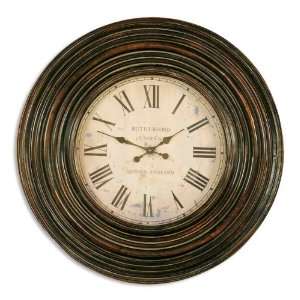 Uttermost 38 Inch Trudy Clock Wall Mounted Distressed Burnished Brown 