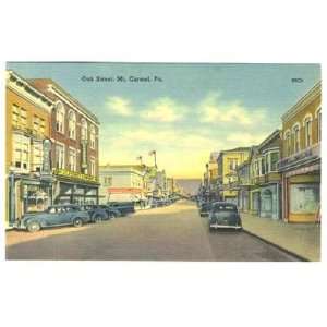  Oak Street in Mt Carmel Pennsylvania Linen Postcard 