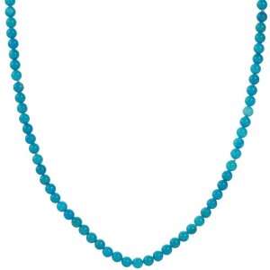  Sterling Silver Stabilized Turquoise 4mm Knotted Necklace 