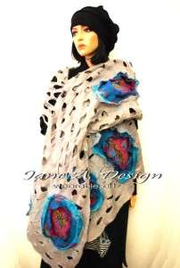   listing for OOAK handmade nuno felted HOLED, SUPER LONG scarf / wrap