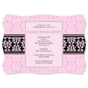  Damask Girl   Personalized Baby Shower Invitations With 