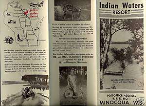 1940s Brochure Minocqua Wisconsin Indian Waters Resort  