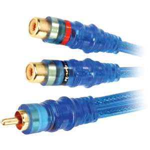  Raptor Neon Blue Series RCA Y Adapter   1 Male To 2 Female 