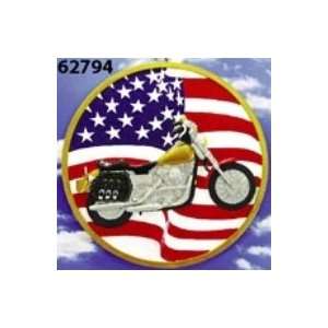    Stepping Stone Wall Plaque   Motorcycle USA Flag