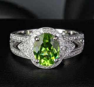 VS Peridot 14k Gold Pave Diamond Engagement Ring  