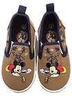   Boy sz 5 Mickey Mouse Explorer Slip On Canvas Tennis Shoes Brown New