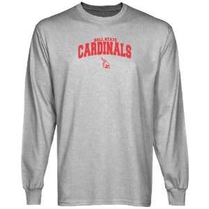  NCAA Ball State Cardinals Ash Logo Arch Long Sleeve T 