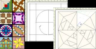 Draw your own pieced blocks using the Line and Arc tools in EasyDraw,