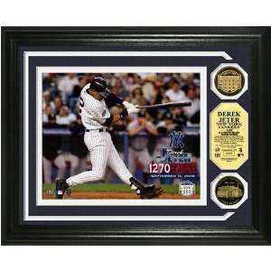  Derek Jeter Yankee Stadium Hit Record Photo Mint w/ 2 24KT 
