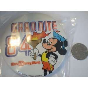  Disney Vintage Mickey Mouse Grad Nite 1984 Button 