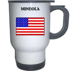  US Flag   Mineola, New York (NY) White Stainless Steel Mug 