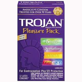 Trojan Pleasure Pack Condoms Retail Box   12 Pack  