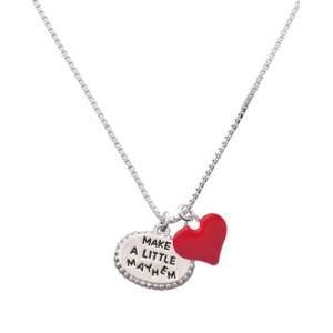  Make a Little Mayhem Oval and Red Heart Charm Necklace 