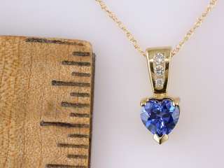 Brand New 1/2ct Heart Tanzanite & Diamond Gold Pendant 18 Inch 