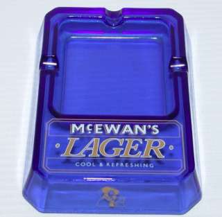 Advertising McEwans Lager Cobalt Blue Glass Ashtray  