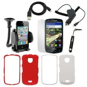  / Red) + Clear LCD Screen Protector + Car Charger + Micro USB Data 