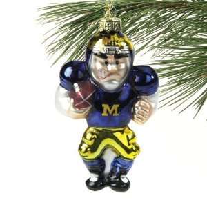  Michigan Wolverines Angry Football Player Glass Ornament 