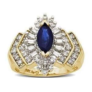  Sapphire and 1/2 Carat Diamond Ring in 14K Gold Jewelry