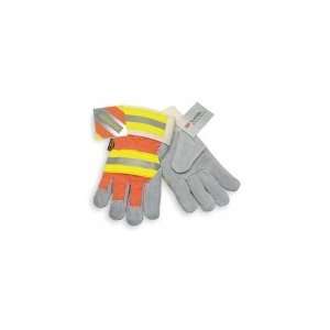  MEMPHIS GLOVE 1440L Glove,Leather Palm,Hi Viz Orange,L,Pr 