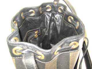 Vintage FENDI Coated Canvas Drawstring Bucket Shoulder Bag Italy 