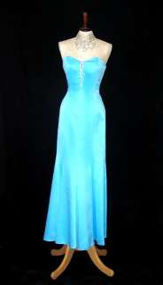 NWT Jessica McClintock Aqua Blue Satin Mermaid Dress Size Gown Size 1 