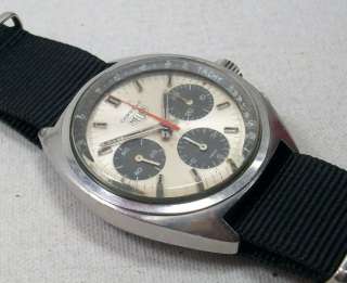 rare chrono of heuer 1960 s hand wind chrono the case and back are 