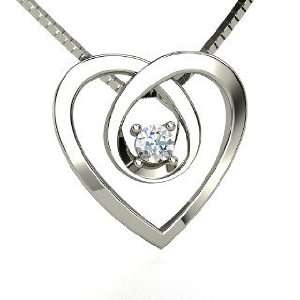 Infinite Heart Pendant, 14K White Gold Necklace with Diamond