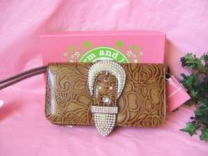 Charm & Luck Leather Wrislet Wallet / Clutch w/GenuineCrystals NWT+ 