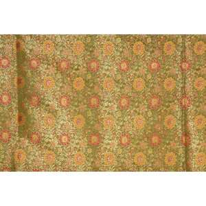  Olive Green Banarasi Brocade Fabric with Woven Flowers 