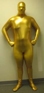   Gold Man Full Body Spandex Zip Up Suit Bodysuit Zentai Skin Costume