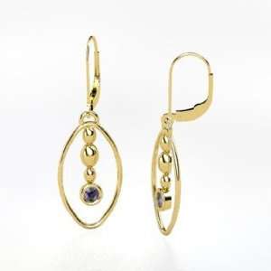    Sprout Earrings, 14K Yellow Gold Earrings with Iolite Jewelry