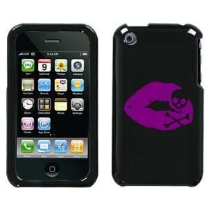   IPHONE 3G 3GS PURPLE SKULL LIPS ON A BLACK HARD CASE COVER Everything