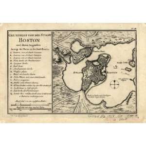  1758 French Map of Boston, Massachusetts