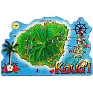 Hawaii Magnet Flat Plastic Kauai Map 