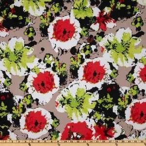 58 Wide Stretch Jersey ITY Knit Pixel Flowers Lime Fabric By The 