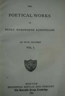 Longfellows Poetical Works Vol I 1 Leather Bound 1881  