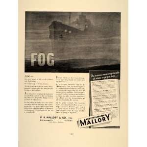  1937 Ad P. R. Mallory & Company Indianapolis Ship Fog 