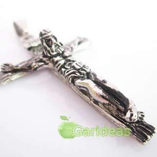 Mens Silver Stainless Steel Jesus Cross Chain Pendant Necklace Cool 