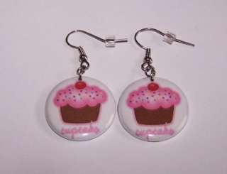 Cute Cupcake 1 Dangle Button Earrings *New*  