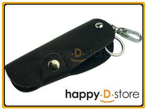 Black Slim Leather Key Holder Wallet Side Buckle with Clip Unisex 