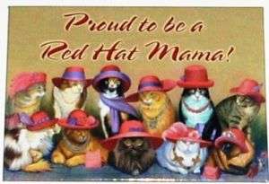 Leanin Tree Magnet Red Hats Cats Proud Be Red Hat Mama  