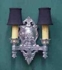PAIR 1920 ARTS & CRAFT GOTHIC SCONCES ~ SILVER ~ HAMMERED  