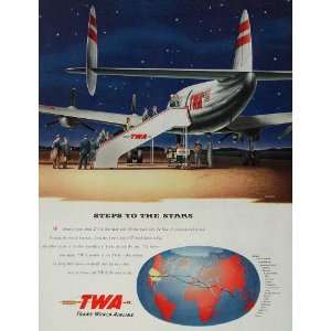  1946 Ad TWA Lockheed Constellation Starliner Night NICE 