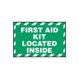 Labels FIRST AID KIT LOCATED INSIDE Adhesive Dura Vinyl   Each 3 1/2 